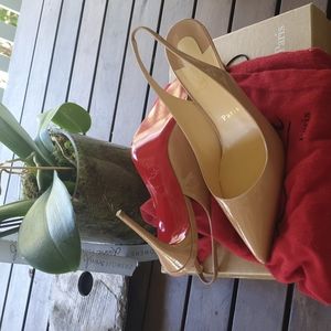 tan red bottom heels